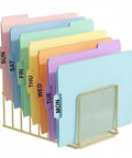 Gold Desk Organizer With 7 Slot Inclined Vertical File Holder Mesh Front Rack For Mail Slim Binders And Books Slick Modern Office Organizer And Desktop Decor