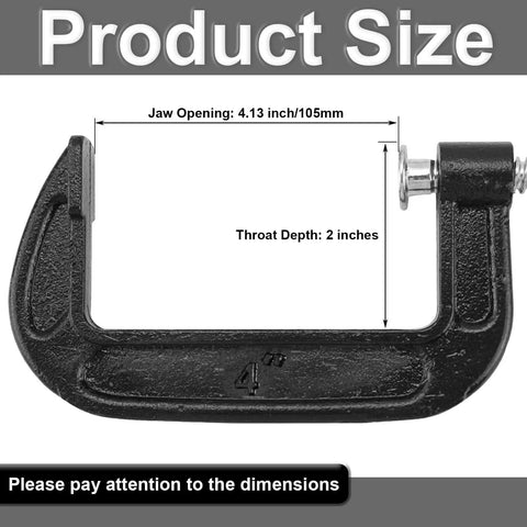 Beefy 4 Inch Malleable Iron C Clamp Set 4 Pack Heavy Duty G Clamp For Woodworking Welding And Building Projects Industrial Grade