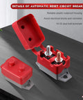 Auto Reset Circuit Breaker 30 Amp For Automotive And Marine Use With Waterproof Cover, Stud Terminal, DC 12V-24V, Overcurrent Protection Keeps Fuses From Burning, Heavy Duty 4 Pack red cover open
