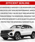 Windshield Washer Fluid Cap For VW Atlas Tiguan Jetta GTI Replacement Reservoir Cap Durable Leak Proof ABS Plastic High Temperature Resistant No Spill Seal Tight For Windshield Wiper Fluid Tank Automotive Accessories description with VW car image