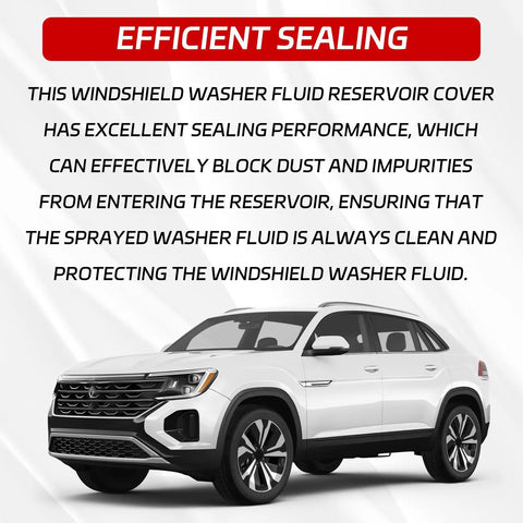 Windshield Washer Fluid Cap For VW Atlas Tiguan Jetta GTI Replacement Reservoir Cap Durable Leak Proof ABS Plastic High Temperature Resistant No Spill Seal Tight For Windshield Wiper Fluid Tank Automotive Accessories description with VW car image