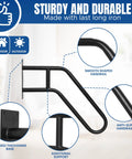 Heavy Duty 25 Inch U Shaped Outdoor Stair Hand Rail Wall Mount For One To Three Steps Patio Porch Entrance Metal Grab Bar