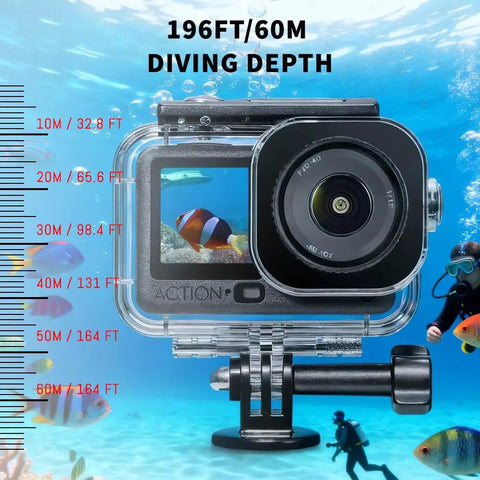 Waterproof Case For Osmo Action 6 Camera With Anti Fog Underwater Housing, Full Metal Frame, Quick Release Lock, 60M Depth shown