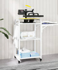 Three Tier Movable Heat Press Table With Foldable Stand And Workbench For Heat Transfer Machines Space Saving Design With Large 18.9 By 17.5 Inch Workspace