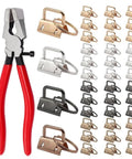 All In One Key Fob Hardware Kit With 40 Sets Of 1 Inch Fob Hardware And 8 Inch Pliers In Four Colors Includes Matching Split Rings For DIY Keychains Lanyards Webbing And Wristlet Making