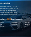 Buick Enclave Chevy Traverse GMC Acadia Saturn Outlook Fuel Pump Assembly Replacement 3.6L V6 compatibility chart with car image