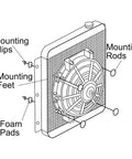 Diagram of Six Inch Slim Radiator Cooling Fan Kit With Mounts For Tight Spots That Maxes Space And Keeps Your Engine Chill 650 CFM Pull Style