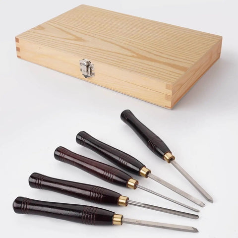 Five Piece HSS Wood Turning Tools Set With Mini Lathe Chisels And Wooden Box for Pen Turning and Small Projects pre sharpened