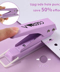 Heavy Duty Hole Puncher With One Quarter Inch Hole, Cuts The Grunt Work In Half, All Metal Design, Super Easy Punching, Purple