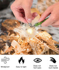 Hands using Three Pack Ferro Rod Fire Starters With Scraper Striker, Compact Weatherproof Survival Flint Sticks for fire lighting