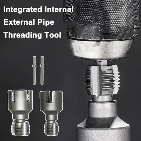 Dual Function Pipe Threading Tool For 1/2 And 3/4 Inch Pipes, Internal And External Thread Cutter with electric drill