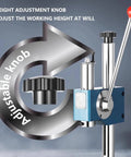 12 6 Inch Manual Arbor Press With Automatic Retraction height adjustment knob detail for precision metal forming tasks.