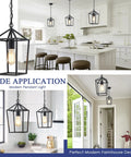 Totally Fresh 2 Pack Pendant Lights For Kitchen Island Featuring Modern Black Farmhouse Lantern Design hanging above kitchen island.