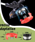 AF-100 Replacement String Kit For Black And Decker Weedeaters 0.065 Inch Auto Feed Spools Go To Replacement Includes Six Spools Total 180 Feet Plus RC-100-P Trimmer Cap And Spring Seven Piece Set with trimmer components displayed
