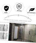 Two stainless steel double-sided glass door hinges, 2 pcs, for wine and display cabinets; installed on glass shower door