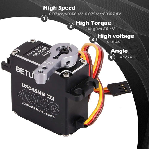 Beefy 45Kg Coreless Servo Motor HV Eight Point Four Volt High Torque RC Digital Servo With Waterproof IP67 features and specs
