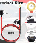 10Ft 12AWG 12 Volt Cigarette Lighter Socket Extension Cord With Built In Fuse And Spare Amps Waterproof Power Outlet Adapter for size comparison.