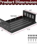 Heavy Duty Under Desk Computer Mount For Small Form Factor Desktops Plus Gaming Consoles Straight Up Rugged organizer dimensions with vent holes shown.