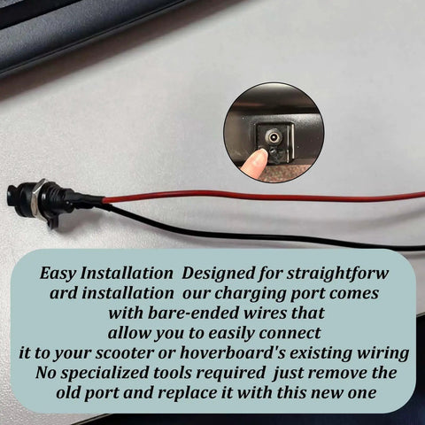 Coaxial 2 Wire Charging Port For Electric Scooters And Hoverboards With Dust Cap Universal 6 And 12 Volt Compatibility install