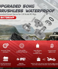 Badass Waterproof Brushless RC Servo Motor 50Kg Programmable Winch Boss Rig For RC Rock Crawlers And Recovery Trucks, shown with gears and specifications, 1/8 scale.