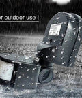 Outdoor Motion Sensor Light Switch With Dusk To Dawn, showcased in rainy conditions to highlight waterproof capability