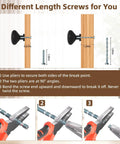 Different length screws displayed with matte black cabinet knobs, instructions for use, and pliers demonstration.