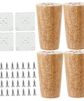 4 Piece Beefy Heavy Duty Load Bearing Round Cylinder Wooden Cabinet Legs Set With Mounting Plates And Screws For Sofa Couch Bed About 3 Inch Height Sturdy Replacement Or Renovation Hardware