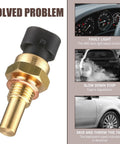 Engine Coolant Temperature Sensor For Delphi III Brass Body Water Temperature Sensor With High Temperature Resistance OEM Numbers 15404280 12191170 60811520 12608814 Durable Plastic Alloy Sensor For Auto Engine Cooling System, showing brass body and connector detail, with a solved problem diagram.