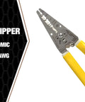 Romex Wire Stripper For 10/2 And 12/2 NM Cable, multi function electrical tool with yellow ergonomic handle, stainless blades