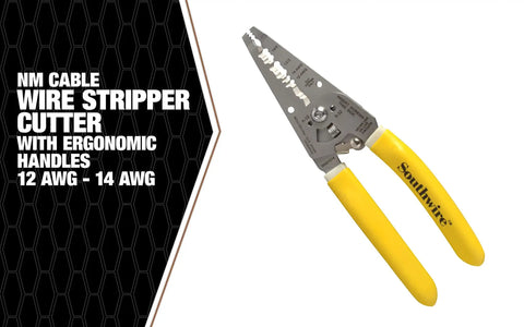 Romex Wire Stripper For 10/2 And 12/2 NM Cable, multi function electrical tool with yellow ergonomic handle, stainless blades