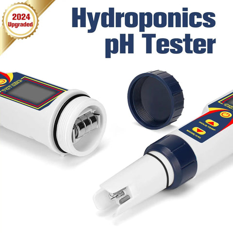 4 In 1 Pro Grade pH EC TDS Temp Meter For Hydroponics Digital Water Tester with open cap displaying probe details