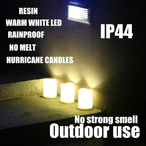 Outdoor IP44 Flameless LED Pillar Candles Set Of 3 With Remote And Timer Warm White Weather Resistant Plastic Candles glowing