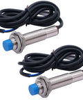 Inductive Proximity Sensor 4mm Sensing Distance, Two Pack, NPN NC Output, DC 6 to 36V, Metal Cylinder Housing, Easy Install