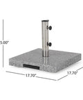 Mojave Outdoor Granite And Stainless Steel Umbrella Base Natural Grey Built To Last Heavy Duty 60 Pound Square Patio Stand with measurements