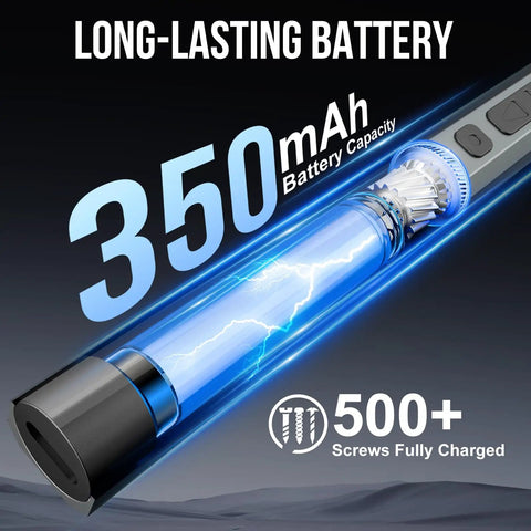 Electric Screwdriver Kit With 144-In-1 Precision Bits And 120 Magnetic Bits featuring a 350mAh battery and over 500 screws fully charged.