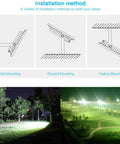 Installation methods for Mega Bright 300W LED Flood Light 36000 Lumens 1600W Equivalent IP66 Waterproof with Plug in garden and golf course.