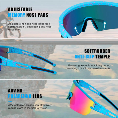 Polarized UV400 Baseball Sunglasses with adjustable nose pads, anti-slip temples, and HD polarized lenses for sports eyewear.
