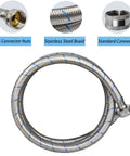 Close-up of Two Pack 15 Feet Stainless Steel Washing Machine Hoses For Hot And Cold Water Supply Burst Proof And Leak Free