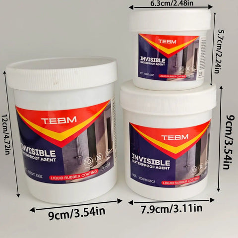 No Sweat Clear Waterproof Sealant Paste For Shower Areas And Tile Grout Slick Invisible Coating Kit with three sizes of waterproof agent containers.