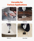 Professional Auto Feed Drain Cleaner Machine 100 Feet Sewer Snake Auger Three Quarter Inch Heavy Duty Cable used in various drain applications.
