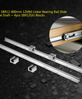 Two Piece SBR12 Linear Guide Rail Kit With Four Matching UU Sliding Blocks Eight Hundred Millimeter Heavy Duty Aluminum Rods For CNC Machines.