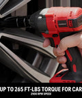 Cordless Half Inch Brushless Impact Wrench Kit for Cars Trucks RVs and Home Use 20V 2Ah Battery in action on car tire
