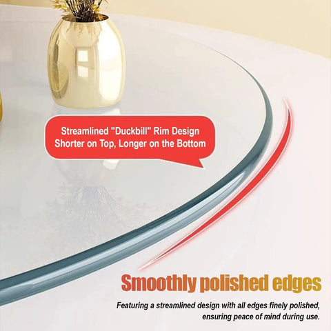 Heavy Duty Tempered Glass 360 Degree Turntable For Dining Tables showing polished edges and rim design