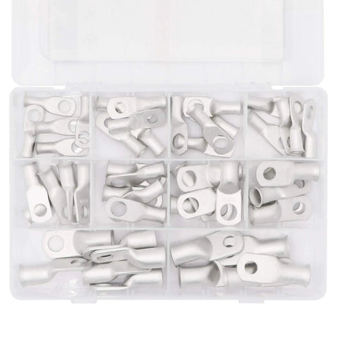 Beefy Tinned Copper Battery Cable Lugs Kit With Ring Eyelets For Inverters Marine And Car Wiring 50 Pieces 10 Sizes