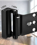 3 Pack Home Security Door Reinforcement Lock Kit With Childproof Inside Latch Stopper Heavy Duty Aluminum Construction In Black Tough Protection To Keep Unauthorized Entry Out And Family Safe, side view with dimensions.