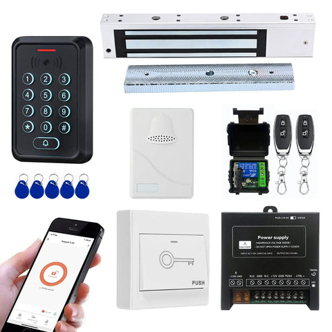 All In One Door Access Control Kit With 280Kg Magnetic Lock, WiFi And Tuya App Remote Unlock, Waterproof Keypad Reader