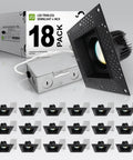Trimless Recessed Ceiling Lights 4 Inch Led Downlight Fixture 18 Pack with junction box and multiple downlights displayed.
