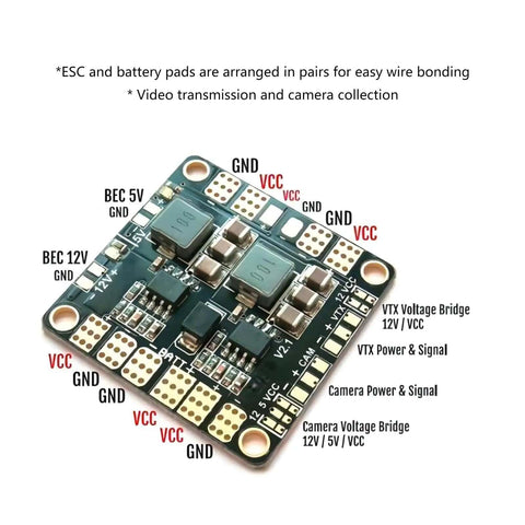 Beefy Power Hub And Distribution Board For Drone Builders With Double BEC 5V 3A And 12V 2A Output Up To 3A High Current 4 Layer PCB