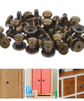 50 Piece Vintage Zinc Alloy Drawer Knobs straight up durable mini cabinet hardware pulls for boxes and dressers shown in antique bronze finish.