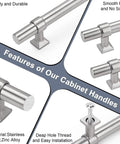 5 Pack 3 Inch Brushed Nickel Cabinet Pulls Stainless Steel T Bar Handles With Solid Zinc Alloy Base showcasing features and installation